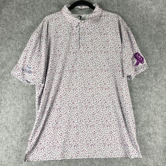 Anderson Ord Golf Polo Shirt Mens XL Purple Cheetah Performance Stretch Logo - Picture 1 of 15